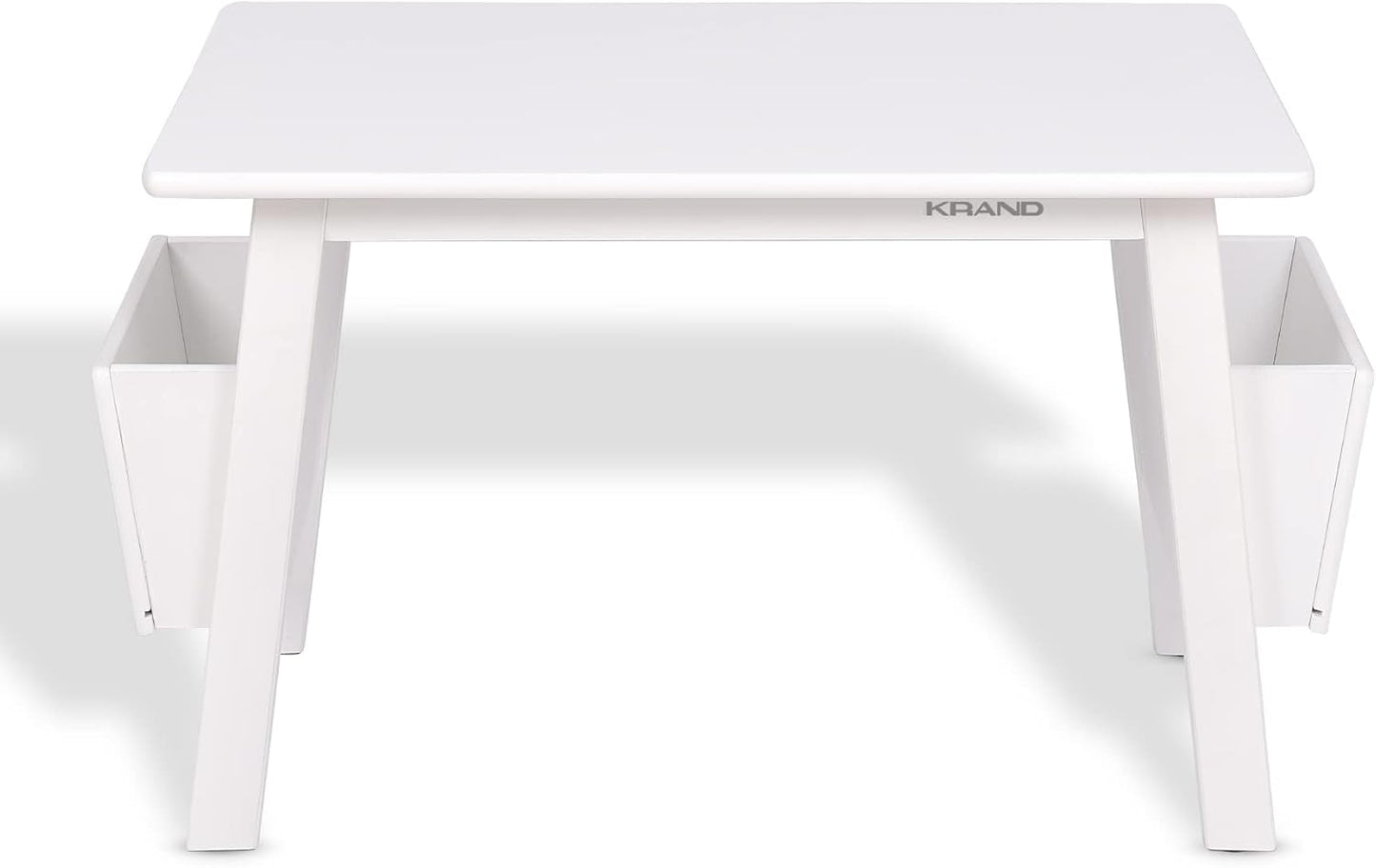 Kids Solid Wood Table and 2 Chair Set with Built-in Storage Cases Children's Storage Table and Chair Set for Toddlers Boys and Girls (Bianca White)