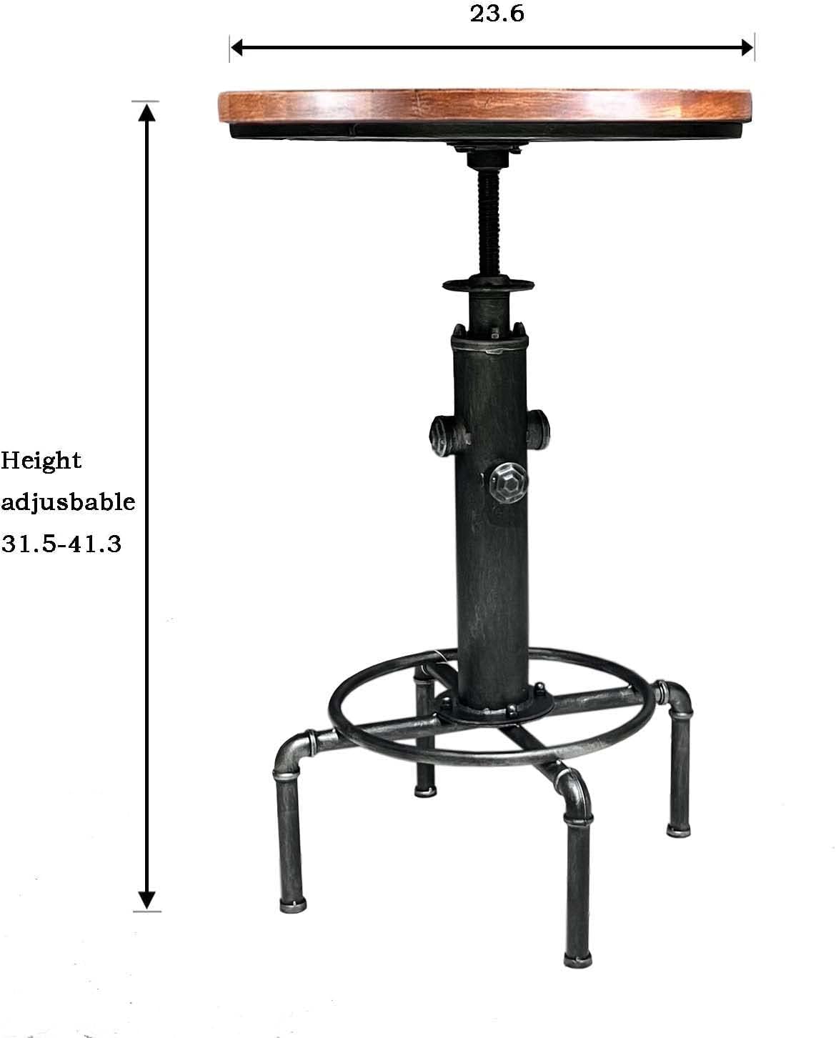 Topower Industrial Bar Table 31.5-41.3" Adjustable Pub Table Kitchen Dining Coffee Bistro Table