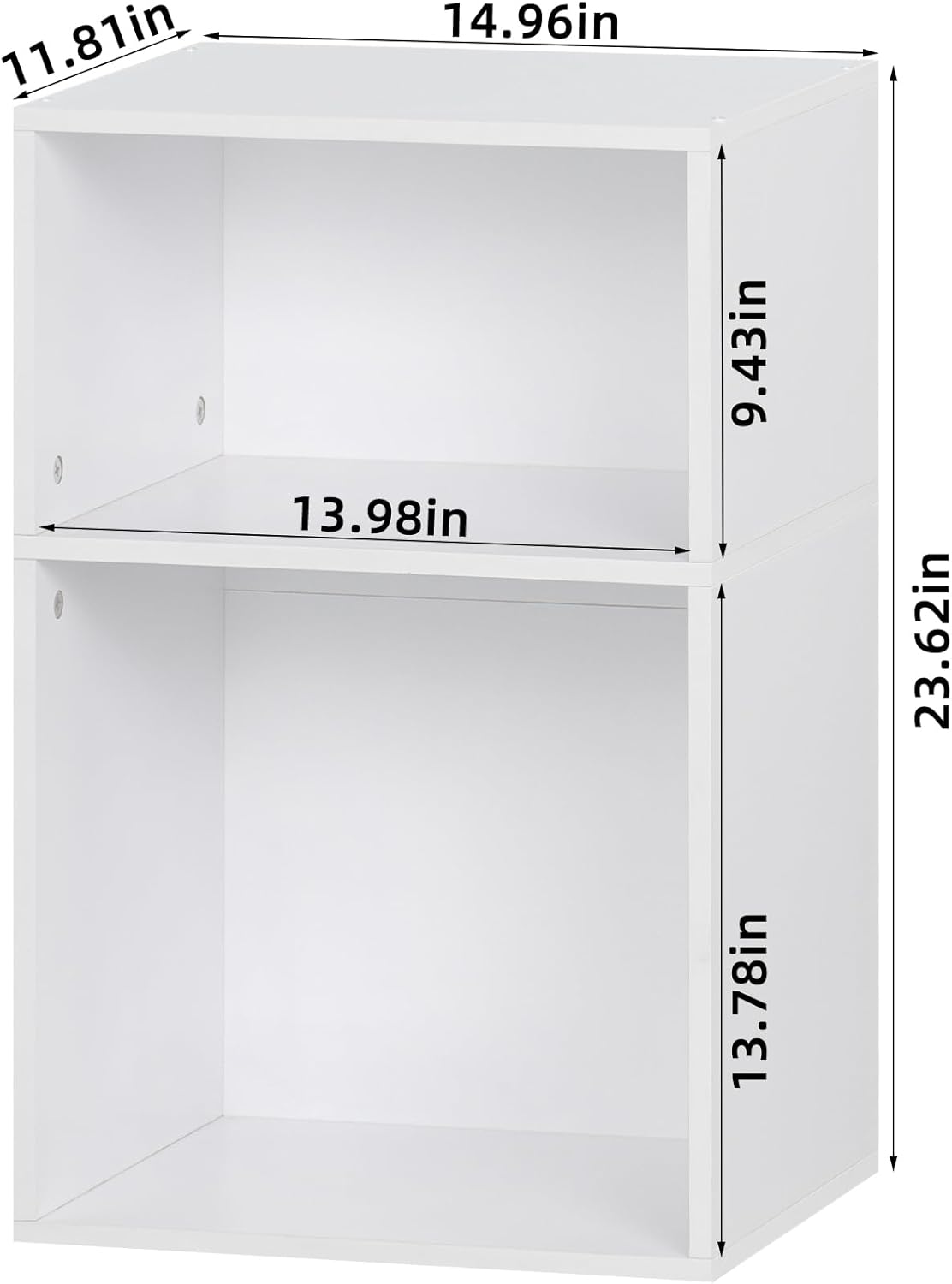 YAHARBO 2 Cube Bookshelf, White Record Player Stand with Vinyl Storage Up to 100 Albums, Horizontal Low Book Shelf, Mini Bookcase with Storage Organizer, Small Turntable Stand for Living Room, Bedroom