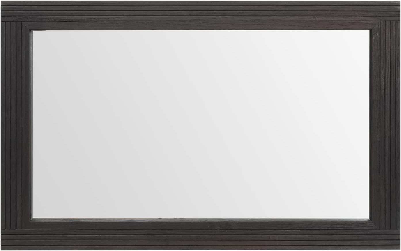 YOSHOOT Hand-Made Wooden Spliced Wall Mirror for Bathroom, Rustic Farmhouse Vanity Mirror, Décor Wall Art, Solid Wood Frame, Vertical or Horizontal Hanging, 53" x 28", Black
