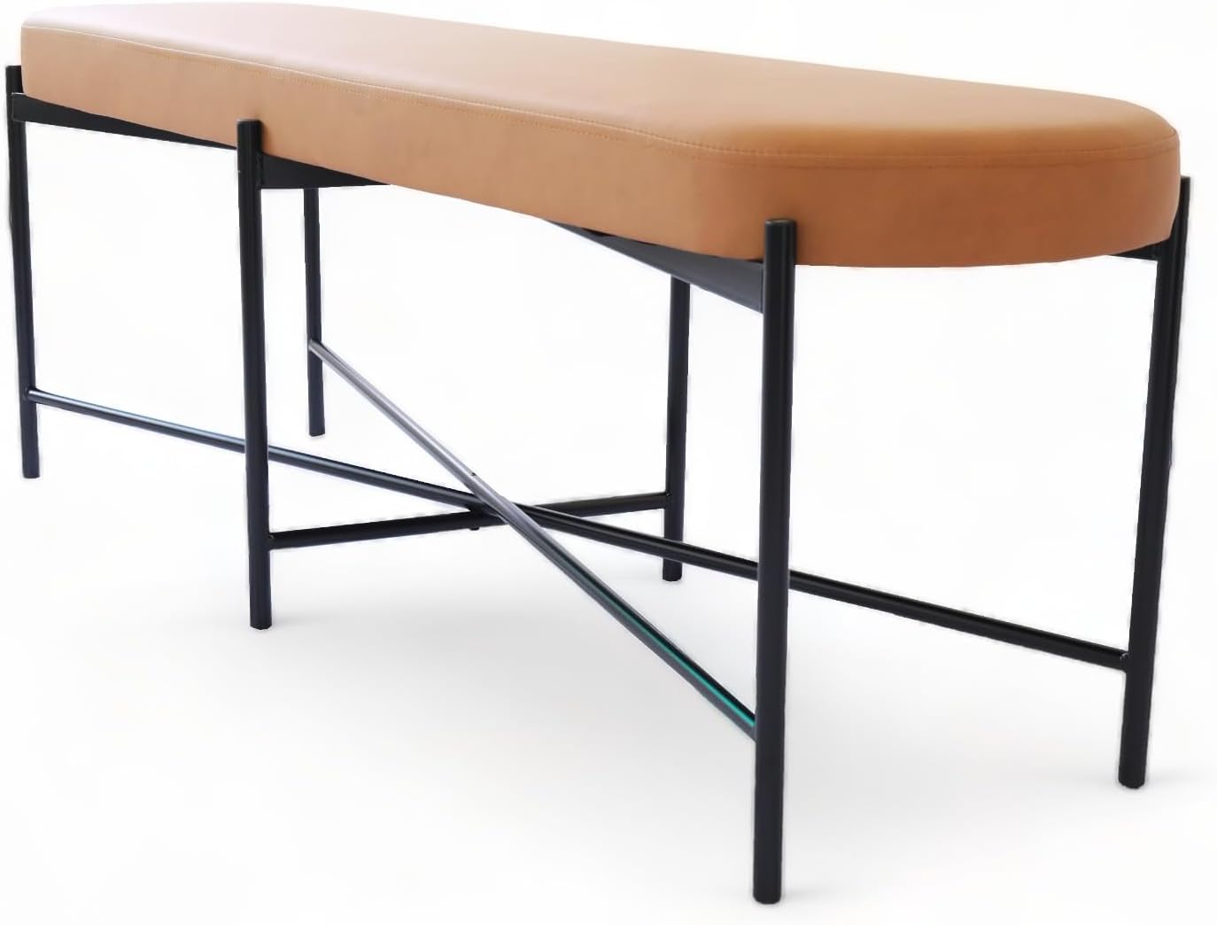 54” upholstered Vegan Leather Accent Ottoman Bench for entryway, Living Rooms, lounges, bedrooms-Brown