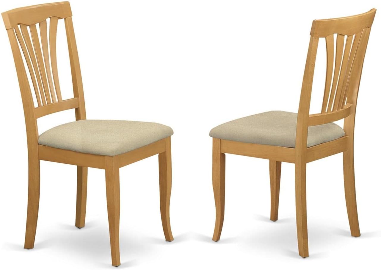 East West Furniture DLAV3-OAK-C 3 Piece Dining Set Contains a Round Dining Table with Dropleaf and 2 Linen Fabric Kitchen Room Chairs, 42x42 Inch, Oak