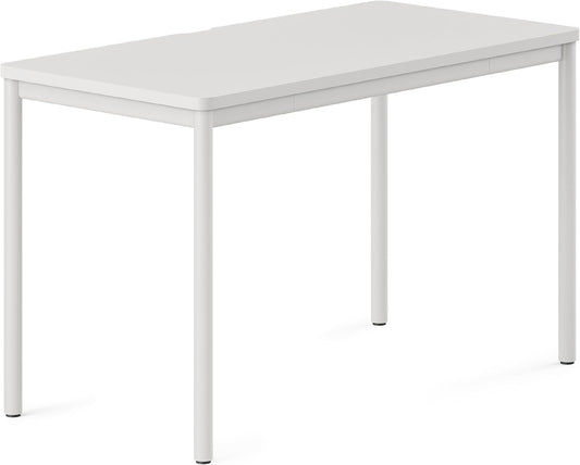 Branch Daily Desk - Functional at Home Office Desk with Effortless Assembly, Timeless Design, Rounded Corners, and Built-in Cable Notch - 48” W x 28.5” H x 24” D - White Work Table