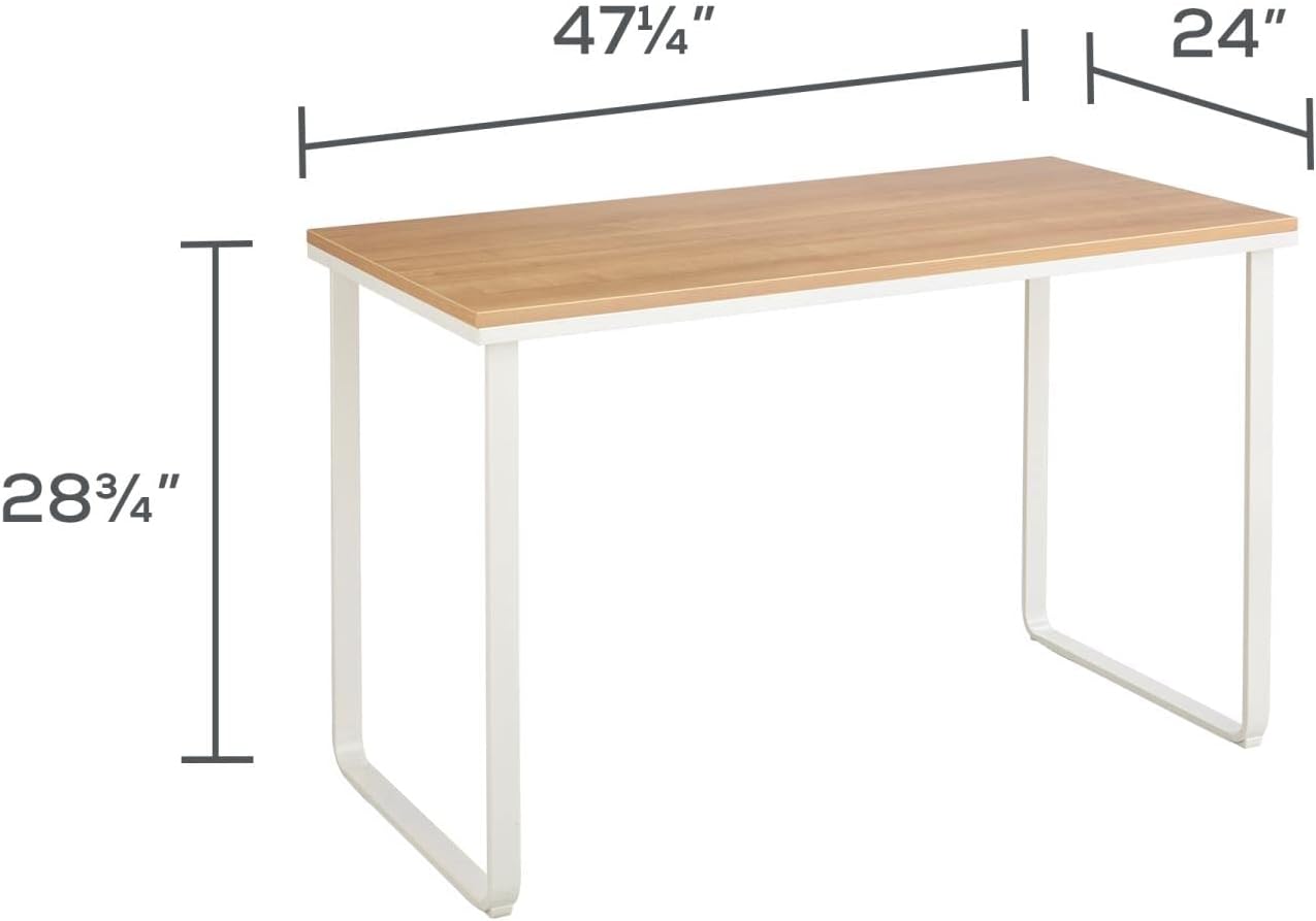 Safco Simple Design Table Desk with Sled Base, , Beech Top White Legs (1943BHWH)
