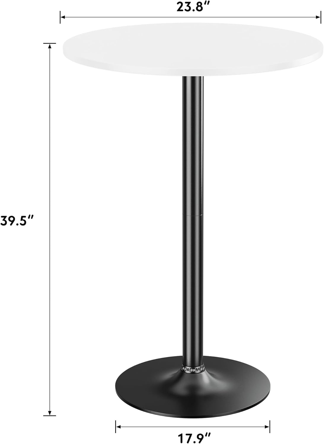 Shahoo Round Bar Table, Cocktail Tables with Metal Base & MDF Top, for Bistro Pub, Cafe, White