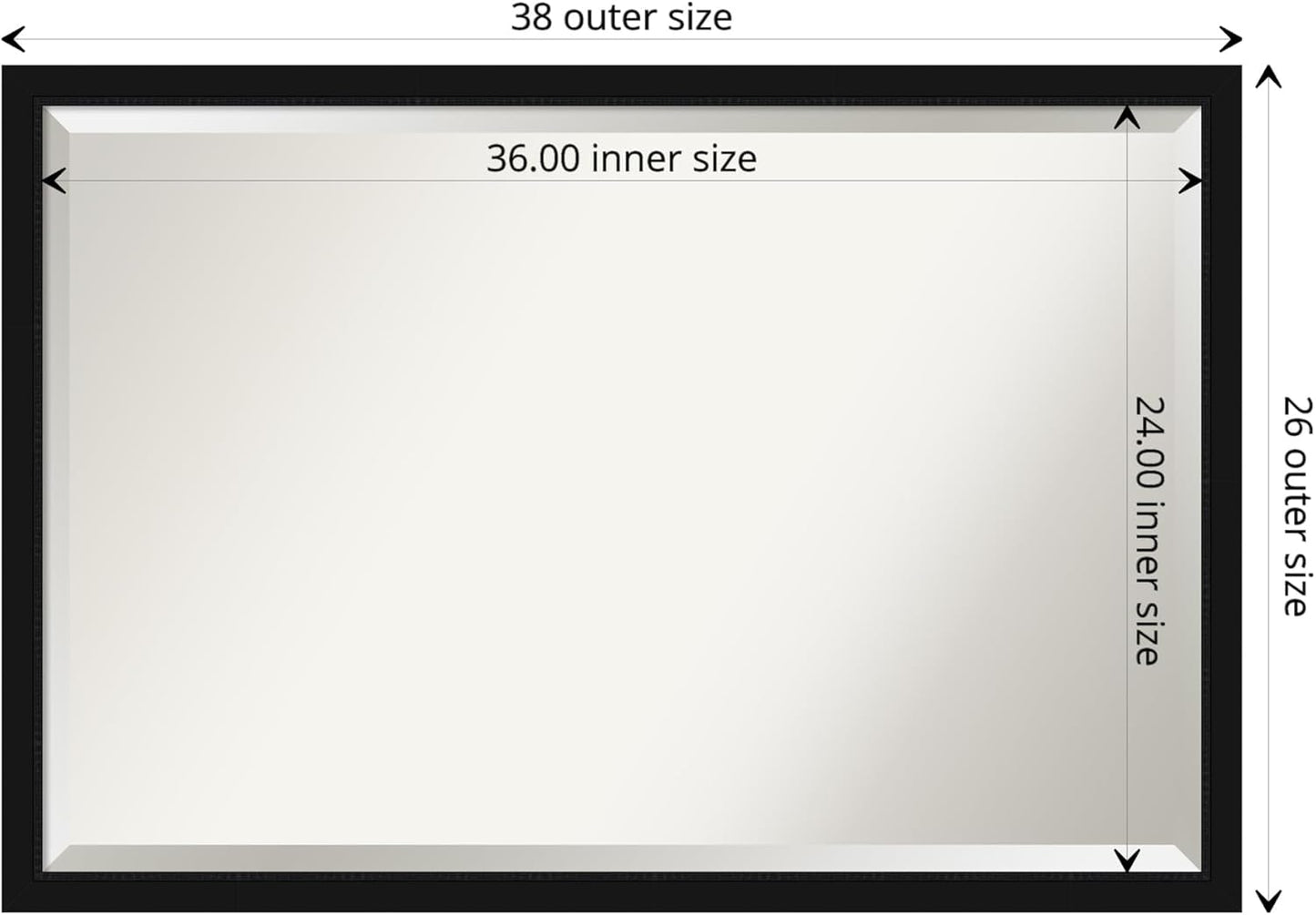 Amanti Art Black Bathroom Mirror for Over Sink, 26x38 Avon Black Narrow Rectangle Vanity Mirror, Large Casual Frame, Hangs Horizonally and Vertically, Bathroom Wall Decor, Beveled Edge