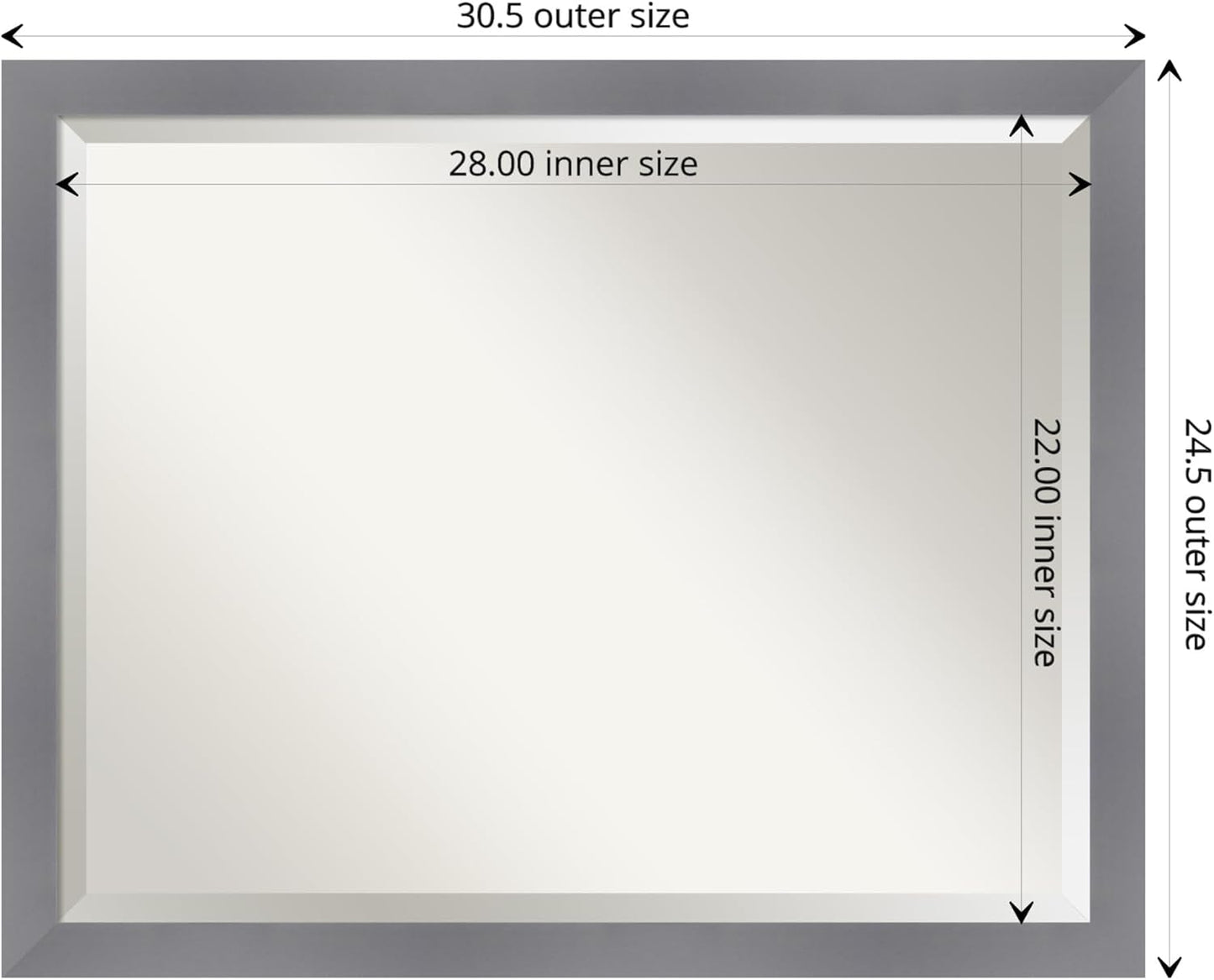 Amanti Art Grey Wall Mirror 25x31 Edwin Grey Rectangle Bathroom Mirror for Wall Decor Living Room, Large Casual Wood Frame, Hangs Horizonally and Vertically, Bathroom Decor, Beveled Edge from WI, USA