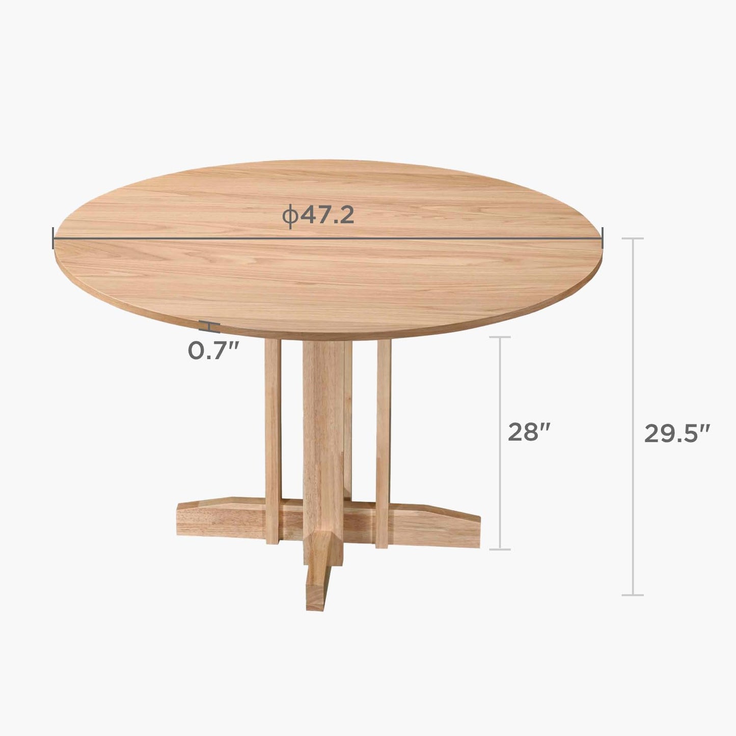 Acanva 47" Small Round Dining Table for 4 Person, MDF Top and Sturdy Wood Base Structure, Modern Design for Kitchen, Compact Space & Apartment, Natural Oak
