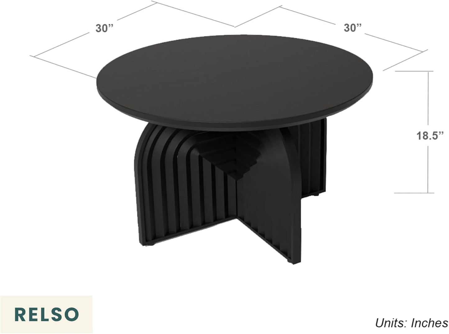 Charon Coffee Table – Solid Mango Wood Round Accent Table, Handcrafted Black Finish – Modern Coffee Table for Living Room, Patio, Bedroom, or Apartment – Compact, Durable, Easy Assembly Design