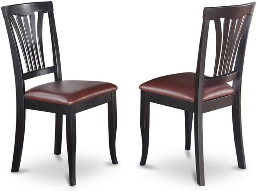 East West Furniture LGAV9-BLK-LC 9 Piece Dining Set Includes a Rectangle Dining Room Table with Butterfly Leaf and 8 Faux Leather Upholstered Chairs, 42x84 Inch, Black