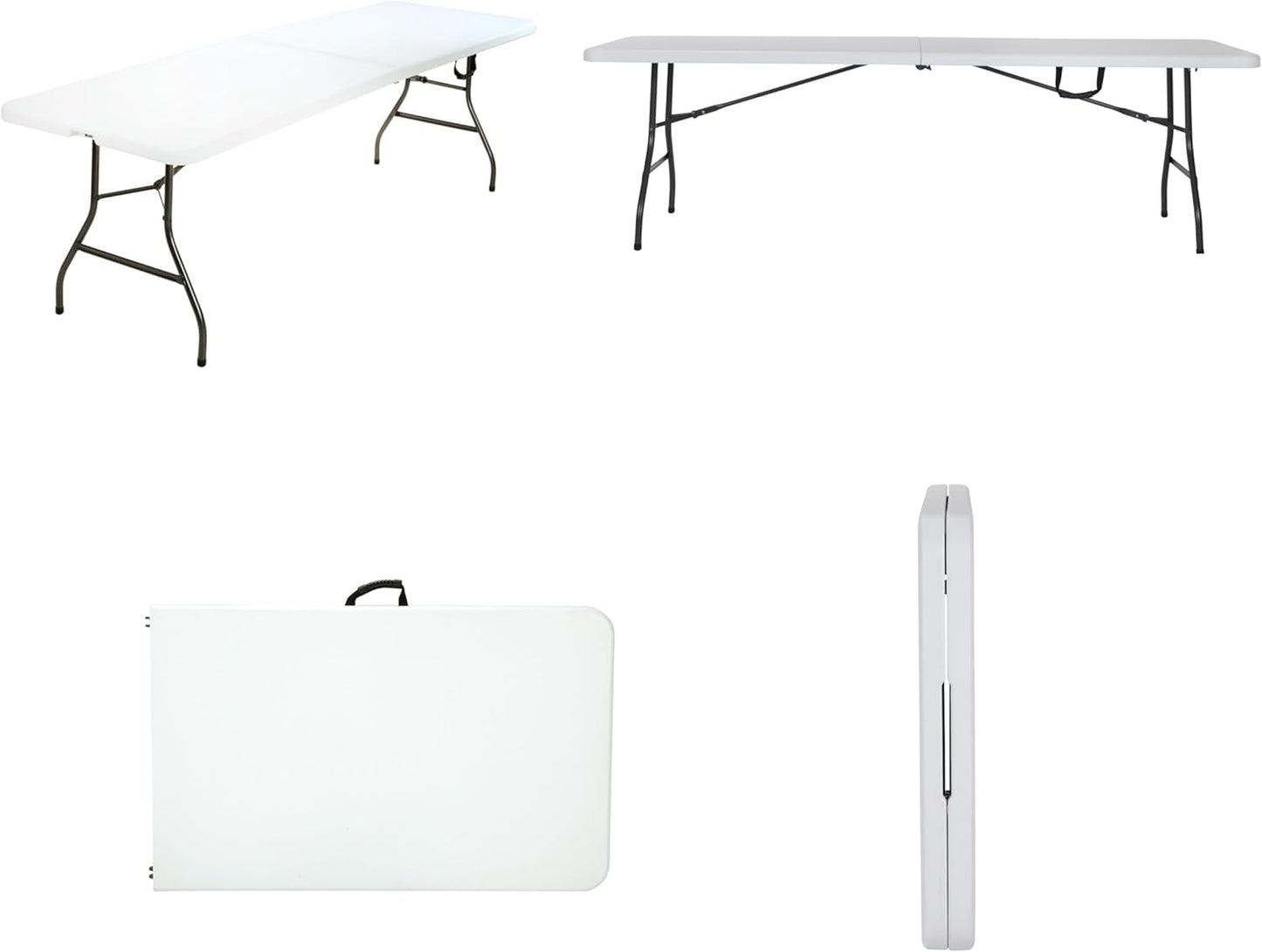 COSCO Fold-in-Half Banquet Table w/Handle, 8ft, White