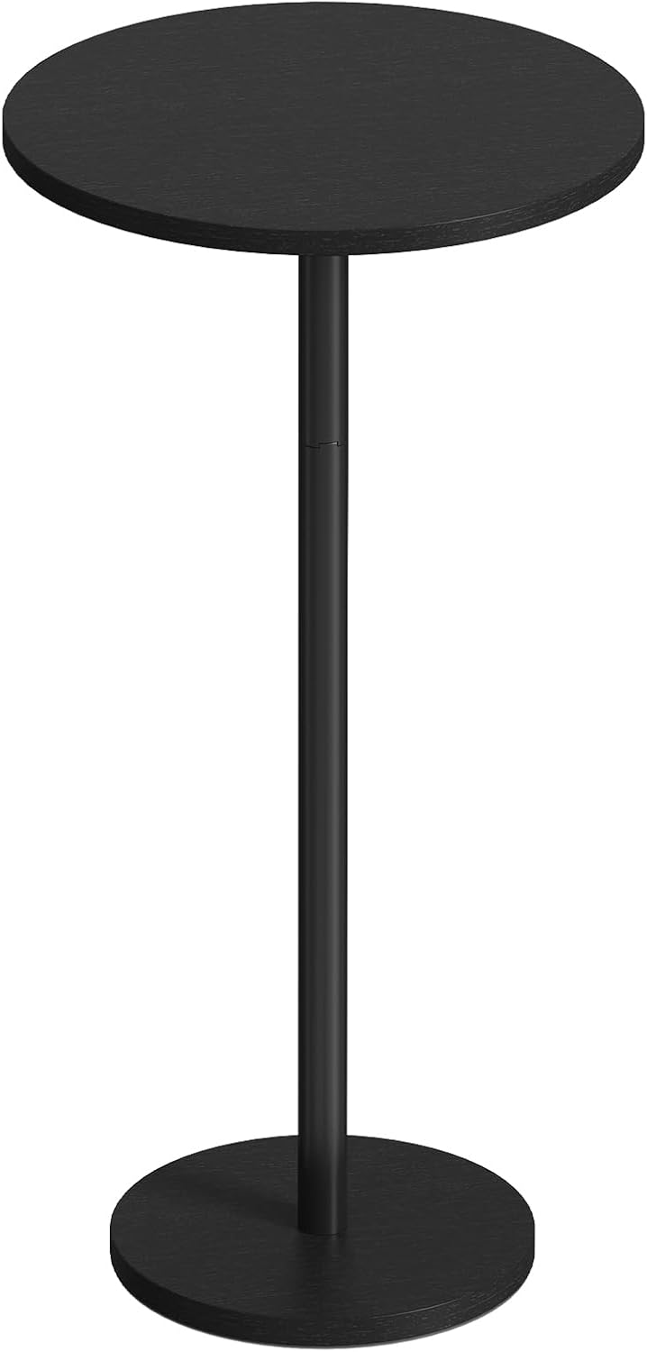 Small Round Side Table, Drink Tables for Narrow Spaces, Pedestal End Table Stand for Living Room, Modern Black Small Nightstand for Bedside, Round Table for Bedroom Sofa-Side