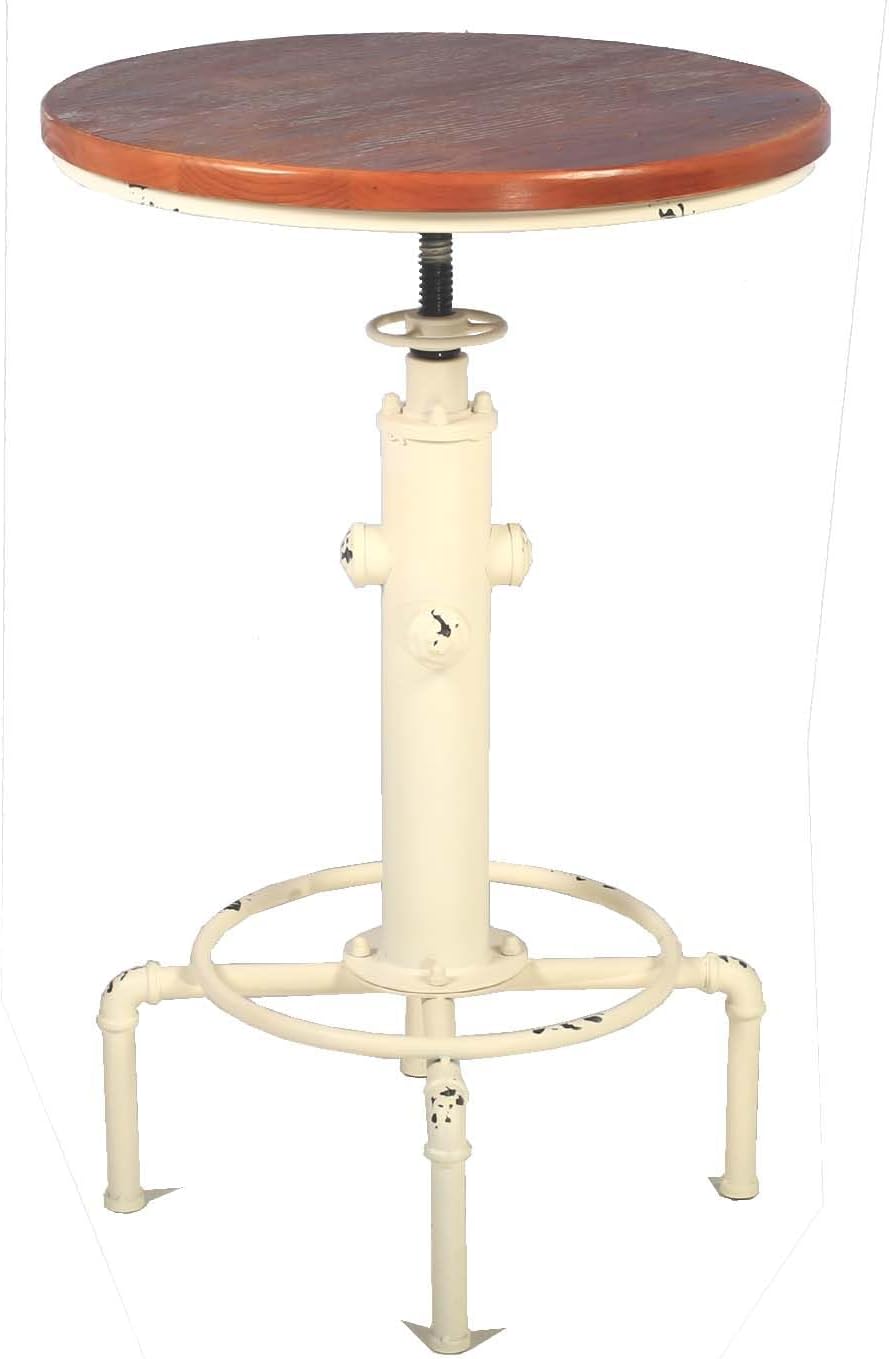 Topower Industrial Bar Table 31.5-41.3" Adjustable Pub Table Kitchen Dining Coffee Bistro Table (Antique White)