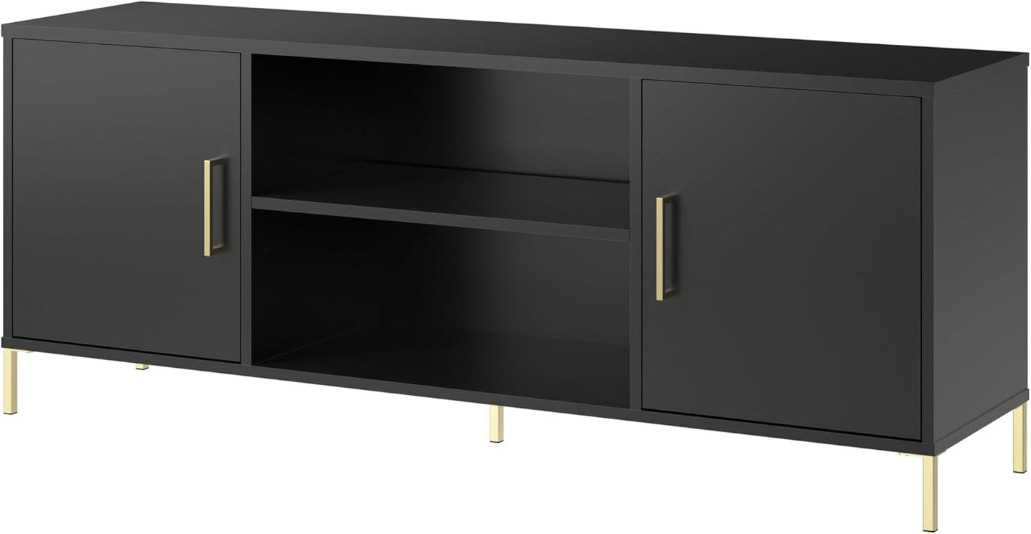 Bush Home Essence 58W TV Stand with Storage, Living Room Furniture, Essence Collection, Black Stipple