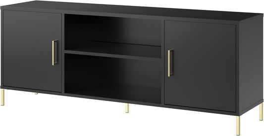 Bush Home Essence 58W TV Stand with Storage, Living Room Furniture, Essence Collection, Black Stipple