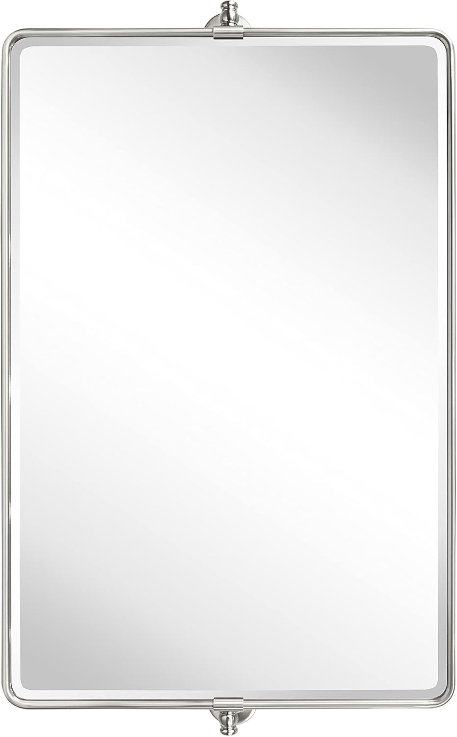 TEHOME 24 x 38'' Horizontal Farmhouse Brush Nickel Metal Framed Pivot Rectangle Bathroom Mirror Tilting Beveled Vanity Mirrors for Wall