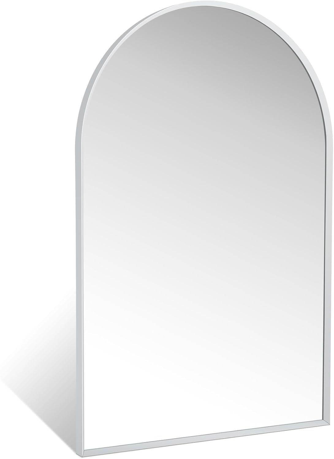 24" x 36" Silver Arched Mirror, Modern Aluminum Alloy Metal Frame, Arch Bathroom Vanity and Wall Decor Mirror for Bathroom, Living Room, Bedroom, Entryway