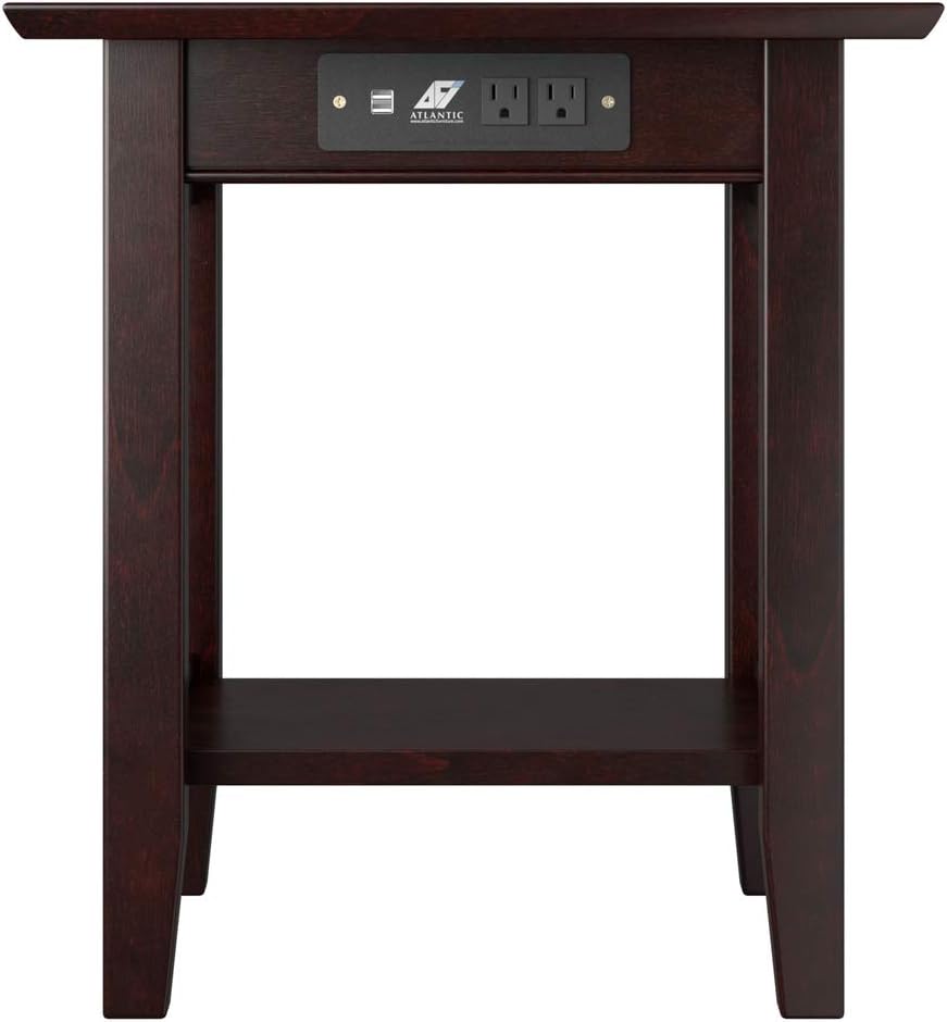 AFI, Mission End Table with Charging Station, Espresso