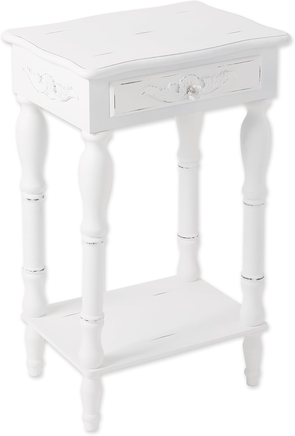 Carved White Side Table