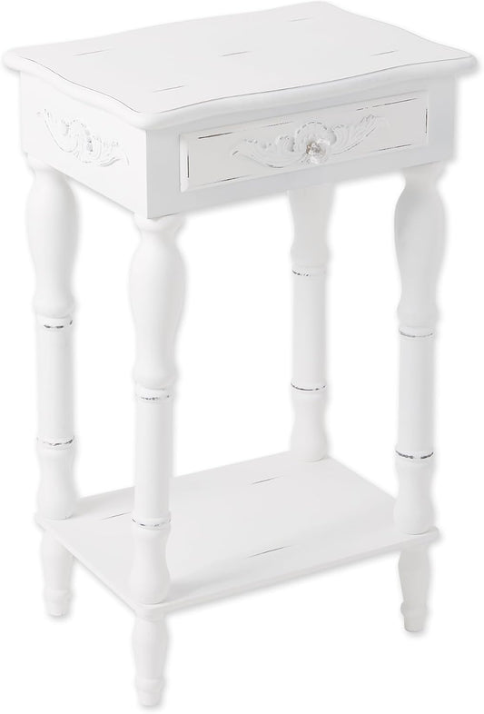 Carved White Side Table