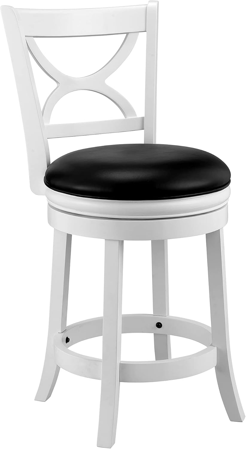 Ball & Cast Swivel Counter Height Barstool 24 Inch Seat Height White Set of 1