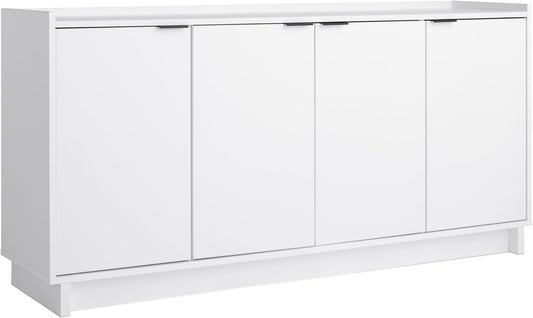 Prepac Simply Modern 4 Door Console Table with Storage, White Storage Cabinet with Doors and Shelves, Sideboard Storage Cabinet 60" W x 30" H x 16" D, WCBG-1820-1