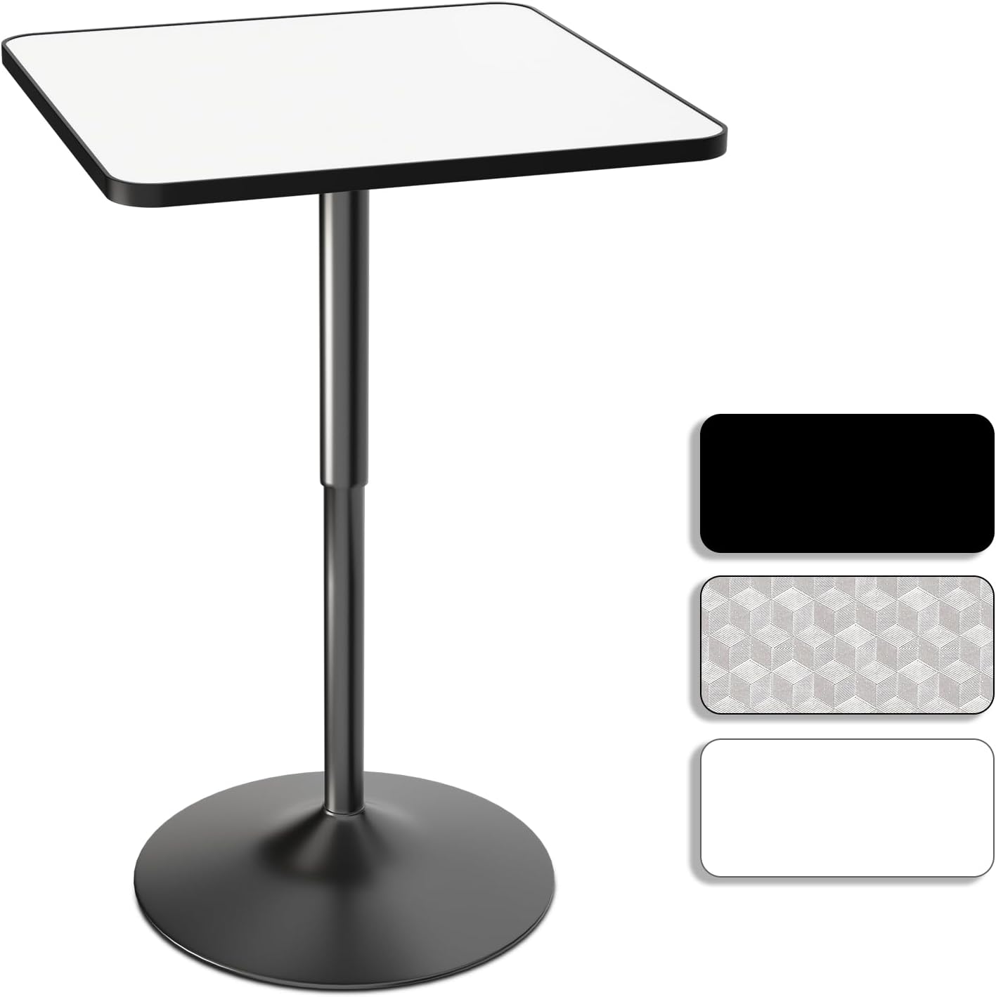 Athena Collection Modern Bar Table Square Top Height Adjustable, Tall Bistro Pub Cocktail Table Height Top and Sturdy Base, Suitable for Home Kitchen Pub Restaurant Outdoor, White