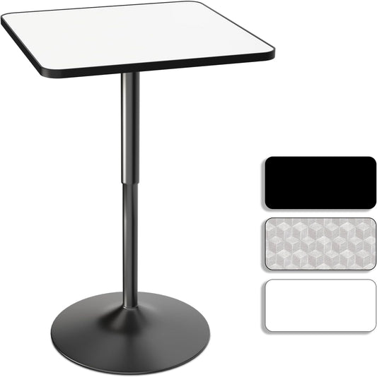 Athena Collection Modern Bar Table Square Top Height Adjustable, Tall Bistro Pub Cocktail Table Height Top and Sturdy Base, Suitable for Home Kitchen Pub Restaurant Outdoor, White