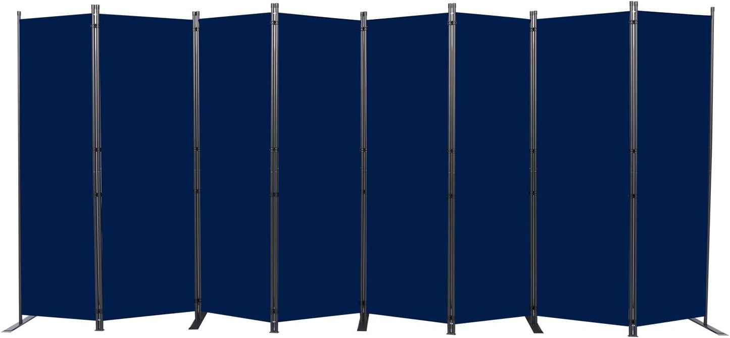 Room Divider, 8 Panel Folding Privacy Screens with Wider Support Feet, 6 Ft Portable Room Partition for Room Separator, 176" W X 71" H, Navy Blue