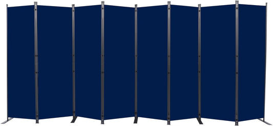 Room Divider, 8 Panel Folding Privacy Screens with Wider Support Feet, 6 Ft Portable Room Partition for Room Separator, 176" W X 71" H, Navy Blue