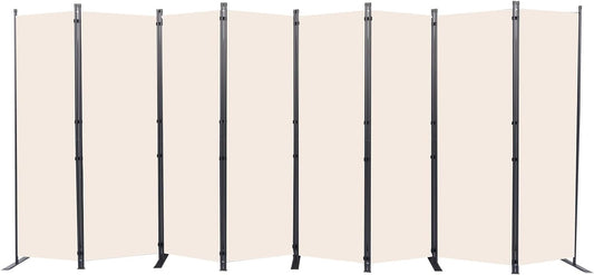 Room Divider, 8 Panel Folding Privacy Screens with Wider Support Feet, 6 Ft Portable Room Partition for Room Separator, 176" W X 71" H, Beige
