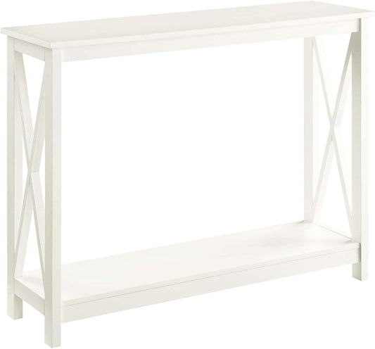 Convenience Concepts Oxford Console Table 39.5" - Sofa Table with Storage Shelf, Transitional Entryway Hall Table for Living Room and Bedroom, Display Foyer Table, Ivory