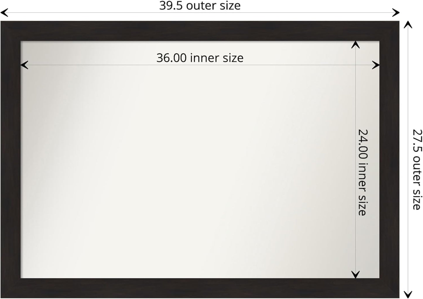 Amanti Art Brown Bathroom Mirror for Over Sink, 30x42 Furniture Espresso Rectangle Vanity Mirror, Large Casual Frame, Hangs Horizonally and Vertically, Bathroom Wall Decor, Non-Beveled Edge