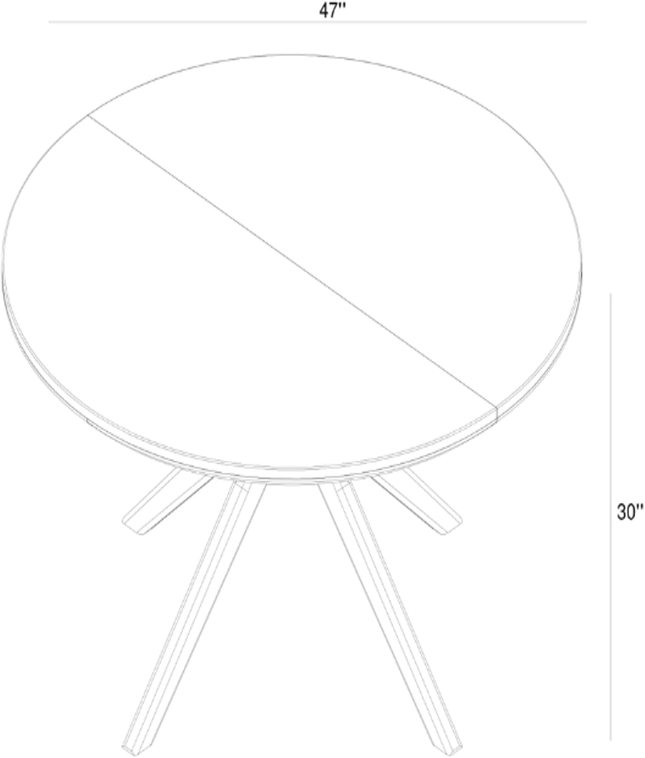 Plank+Beam Verso Round Dining Table, 47 Inch Solid Wood Kitchen & Dining Room Table, Minimalist Table for Dining Room, Kitchen Dinner Table, Coastal White