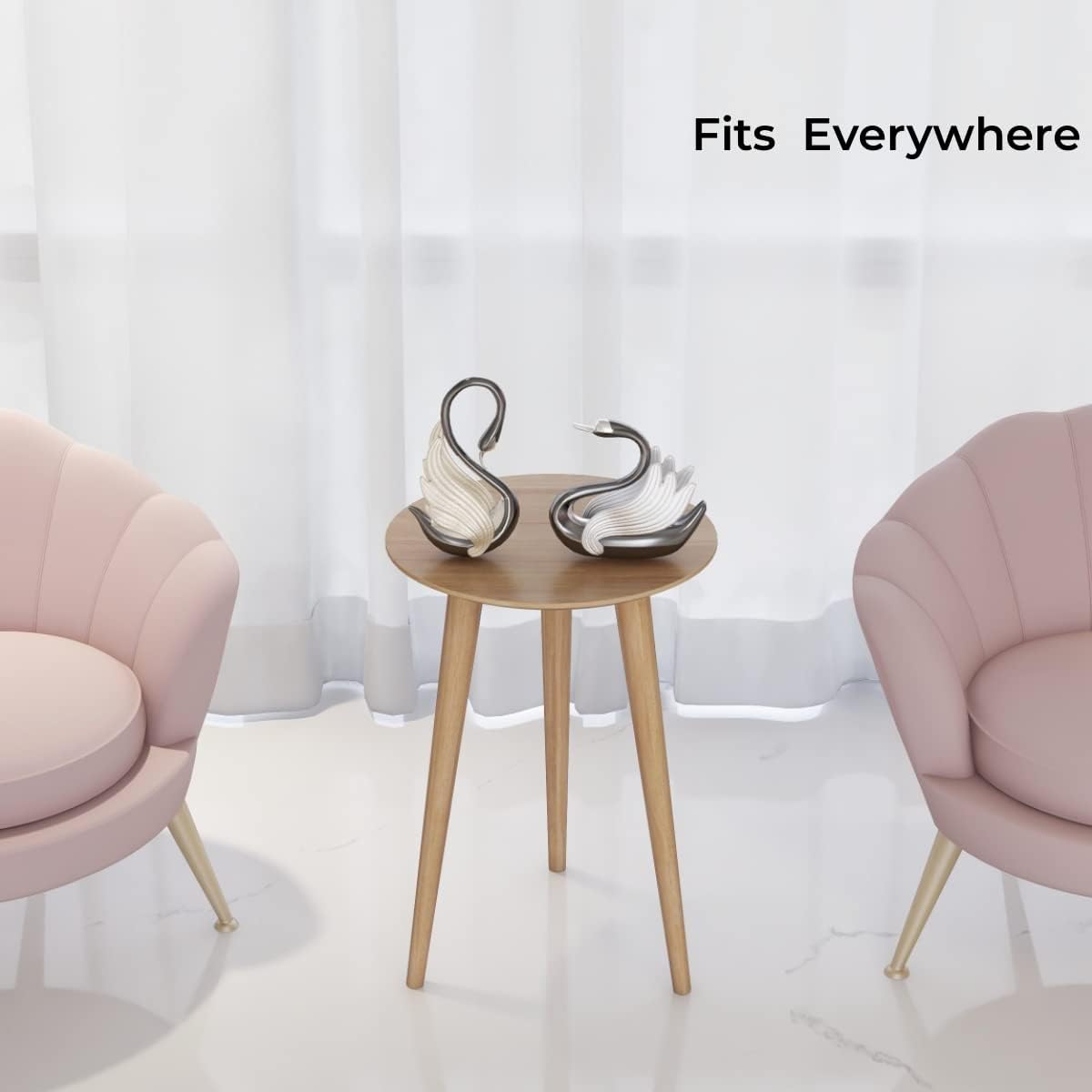 WoodShine Side Table Small Round Solid Wood Sofa Table End Tables Accent Nesting Coffee Table Natural(H:22inch)