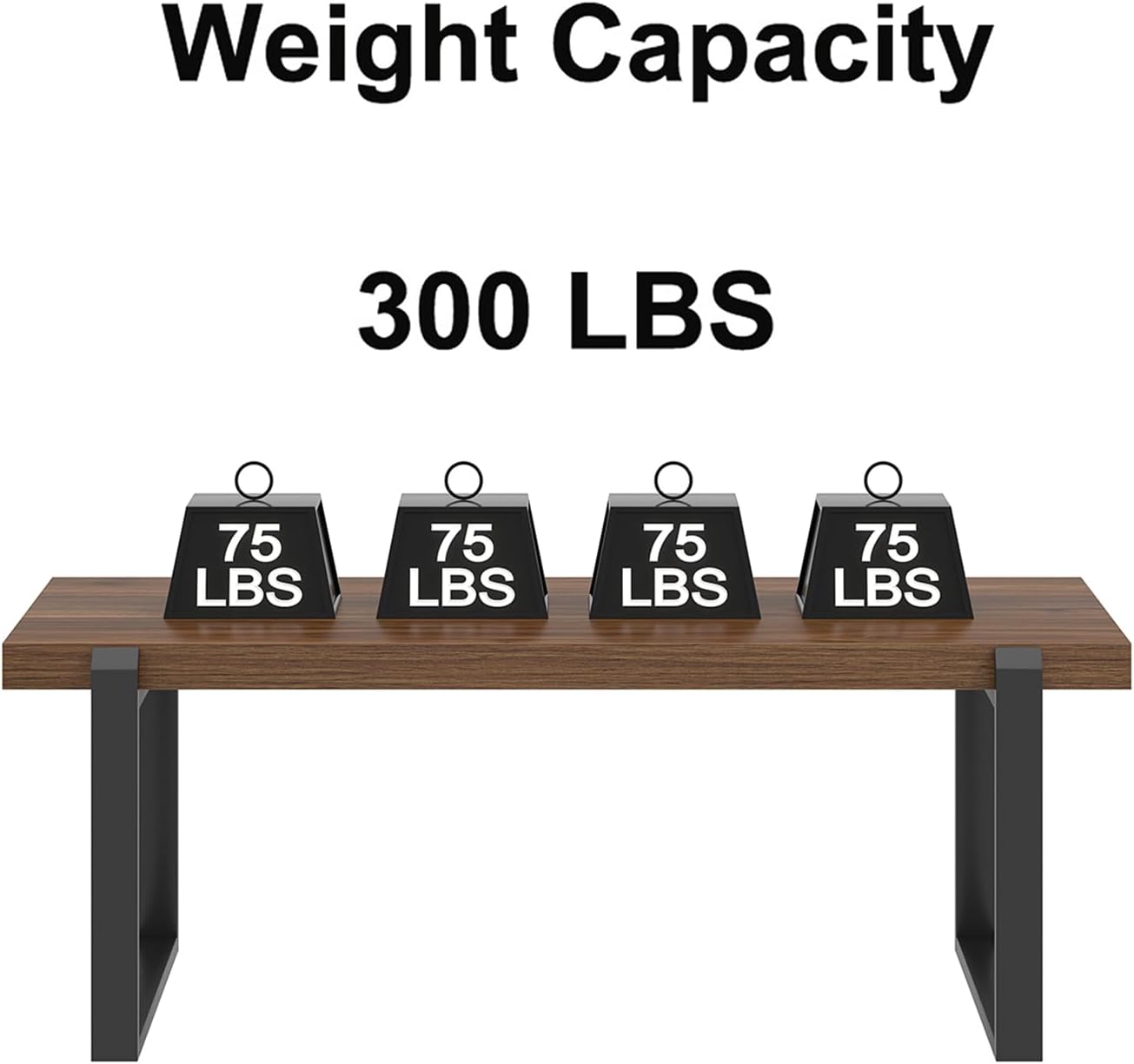 FOLUBAN Modern Coffee Table, Rustic Wood and Metal Center Table, Industrial Rectangle Cocktail Tea Table for Living Room, Walnut, 44 Inch