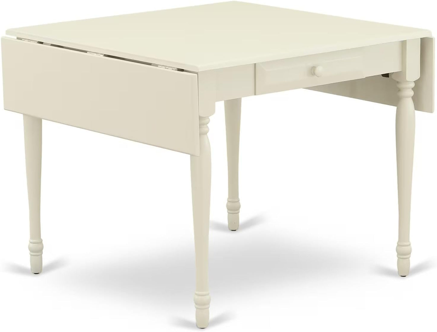 East West Furniture MZCL3-LWH-C 3 Piece Modern Dining Table Set Contains a Rectangle Wooden Table with Dropleaf and 2 Linen Fabric Kitchen Dining Chairs, 36x54 Inch, Linen White