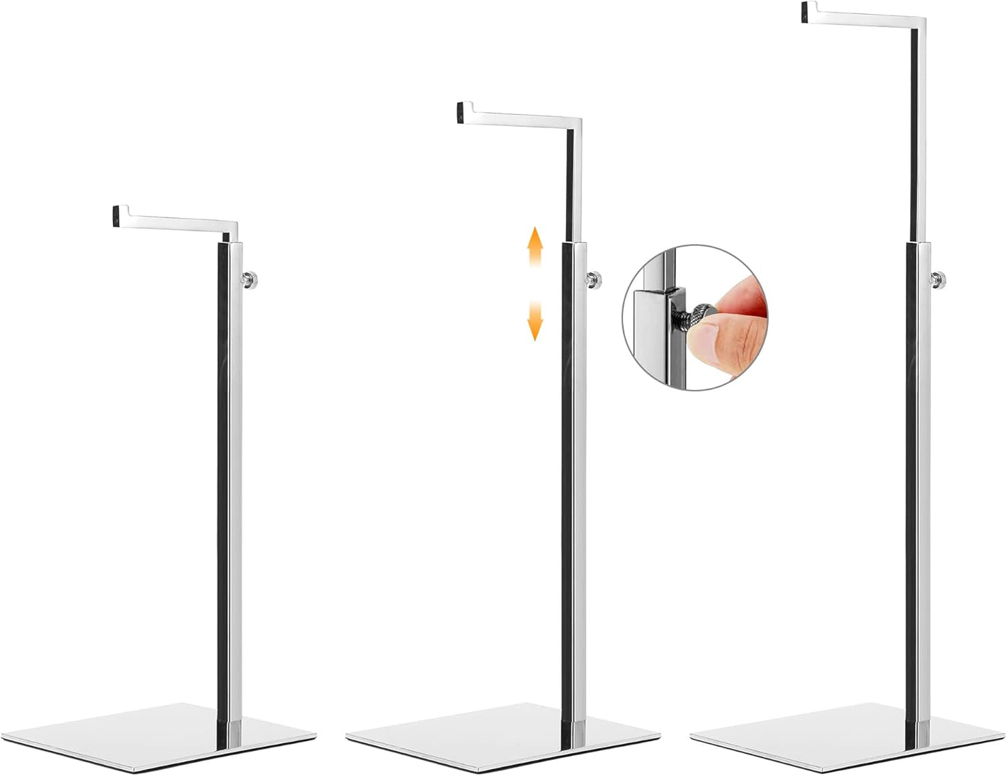 2 Pack Handbag Display Stands, Silver Purse Holder Display Stands, Adjustable Height Stainless Steel Hanger Rack for Retail Closet Vendors Display Luxury Bag Handbags Jewelry