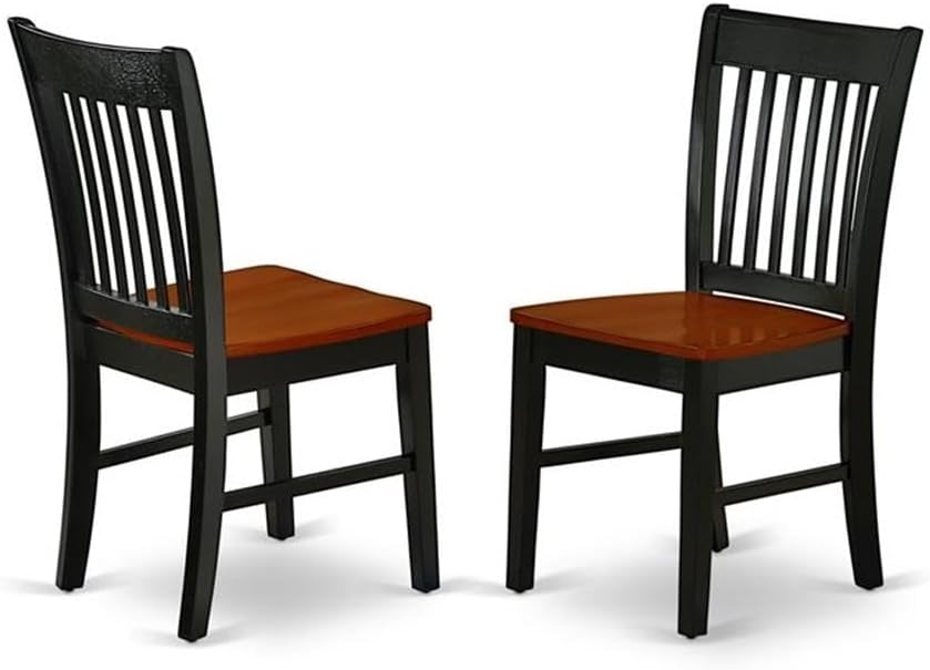 East West Furniture QUNO9-BCH-W 9 Piece Dining Set Includes a Rectangle Dining Table with Butterfly Leaf and 8 Kitchen Chairs, 40x78 Inch, Black & Cherry
