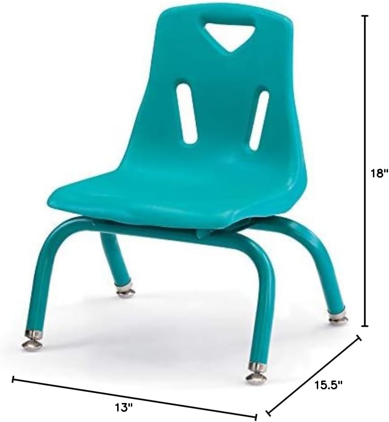 Berries Jonti-Craft 8118JC6005 Stacking Chairs with Powder-Coated Legs, 8" Height, Teal, Pack of 6