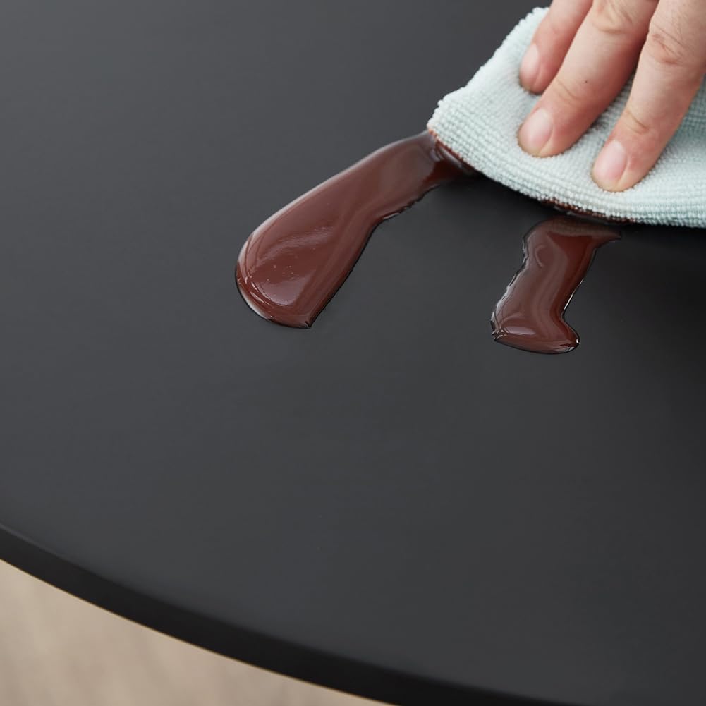 31.2" Tulip Dining Table, Black, Perfect for 2-4 People, Mid-Century Modern Style, Round MDF Top with Sturdy Base for Dining Room, Living Room, Cafe