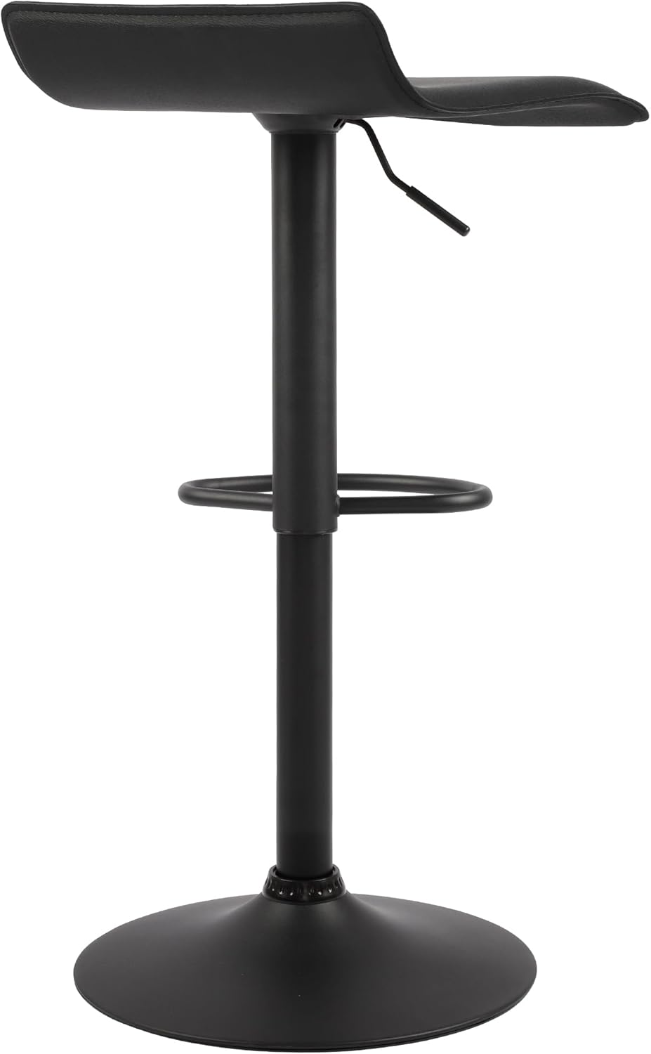 NOBPEINT Contemporary Chrome Air Lift Adjustable Swivel Bar Stool with Black Base, Set of 2, Black