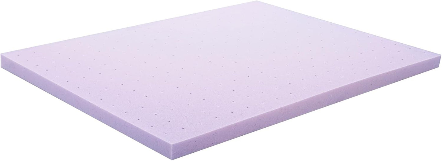 Lucid 3 Inch Lavender Infused Memory Foam Mattress Topper - Ventilated Design – Pressure Relieving Bed Topper - Mattress Pad – CertiPur Certified - California King Size