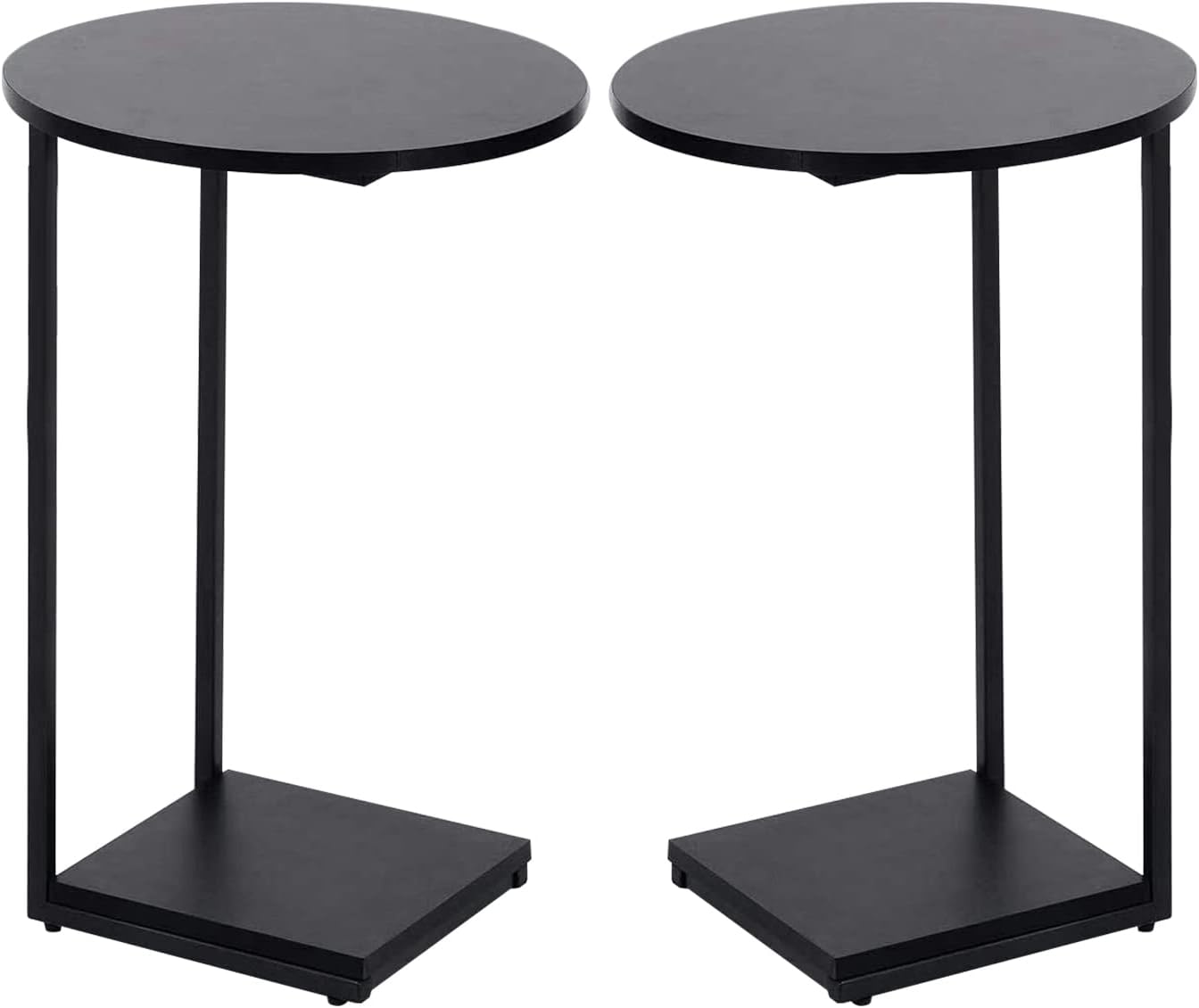 HDANI C Shaped End Table Set of 2,Couch Side Table That Slide Under,C Table End Table for Livingroom, Bedroom,Office (Black)