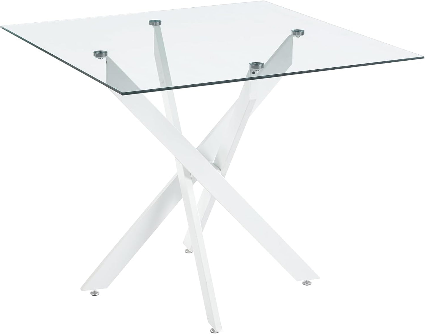 Dining Table for 4 Modern 35.43" Rectangular Glass Dining Table Kitchen & Dining Room Tables with Metal Base for Dining Room and Apartment, Matte White