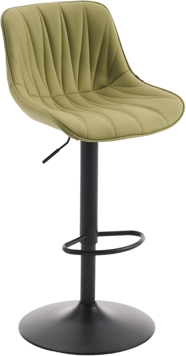 YOUNIKE Bar Stools Set of 2 for Kitchen Island, Grass Green Faux Leather Padded Counter Height Stools, Adjustable Swivel Barstools with Back, Modern Tall Stools with 300LBS Support
