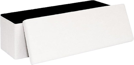 43 Inches Storage Ottoman Bench - Extra Large Foldable Ottoman with Storage, Bench for Living Room, Bedroom, Entryway - White