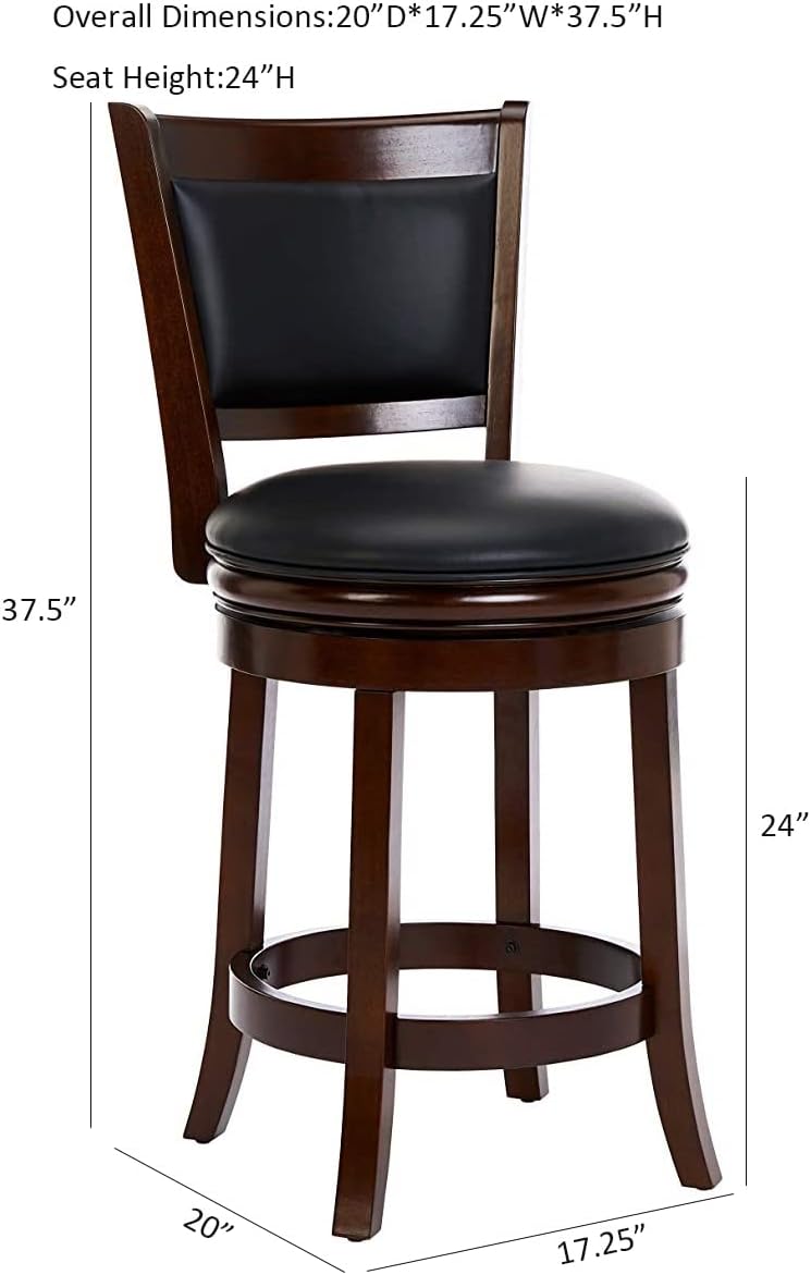 Ball & Cast Swivel Counter Height Barstool 24 Inch Seat Height Cappuccino Set of 2