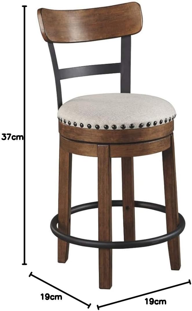 Signature Design by Ashley Valebeck Rustic Farmhouse 24.5” Counter Height Swivel Bar Stool, Brown
