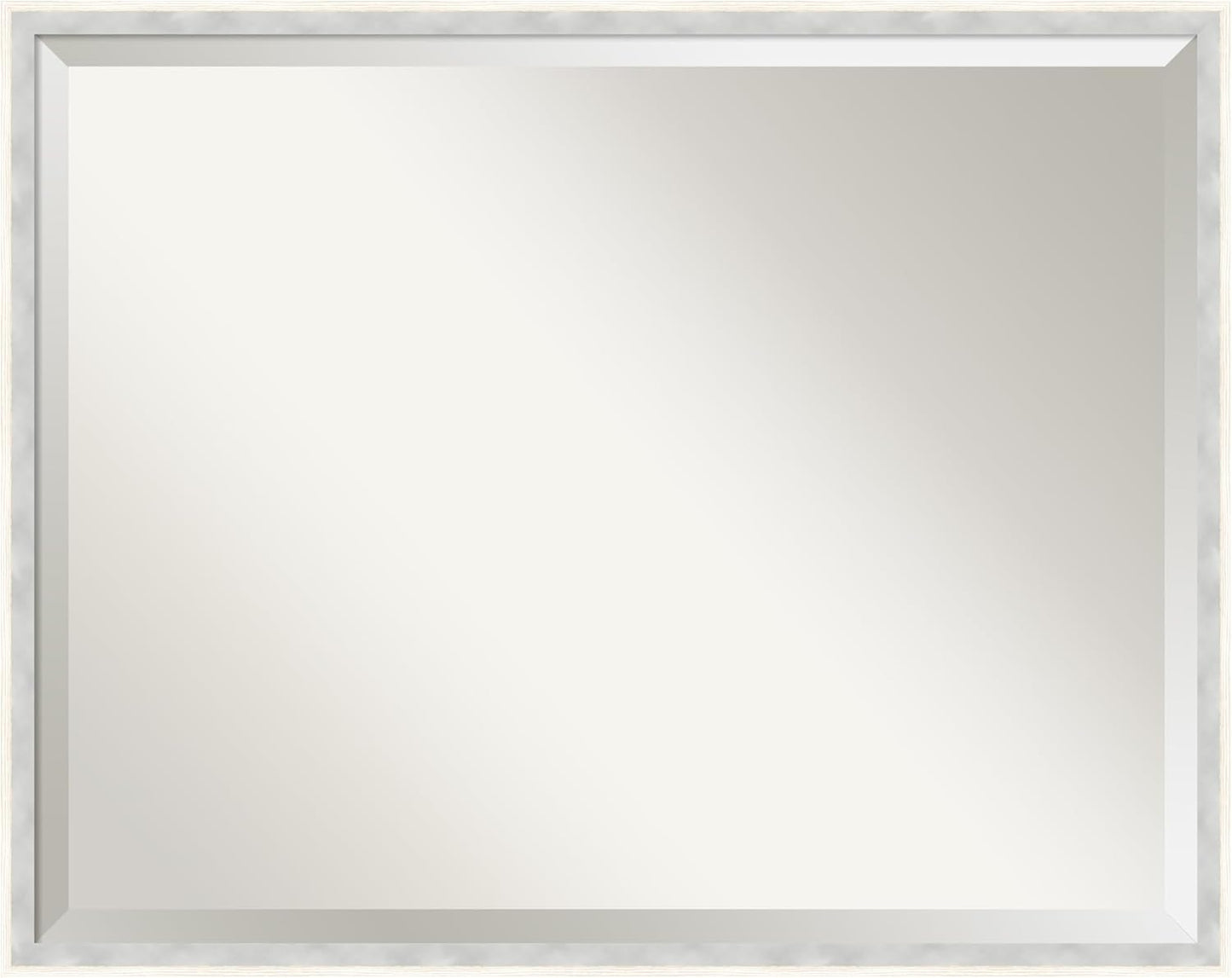 Amanti Art White Bathroom Mirror for Over Sink, 23x29 Paige White Silver Rectangle Vanity Mirror, Large Modern Contemporary Wood Frame, Hangs Horizonally and Vertically, Bathroom Wall Decor, Beveled